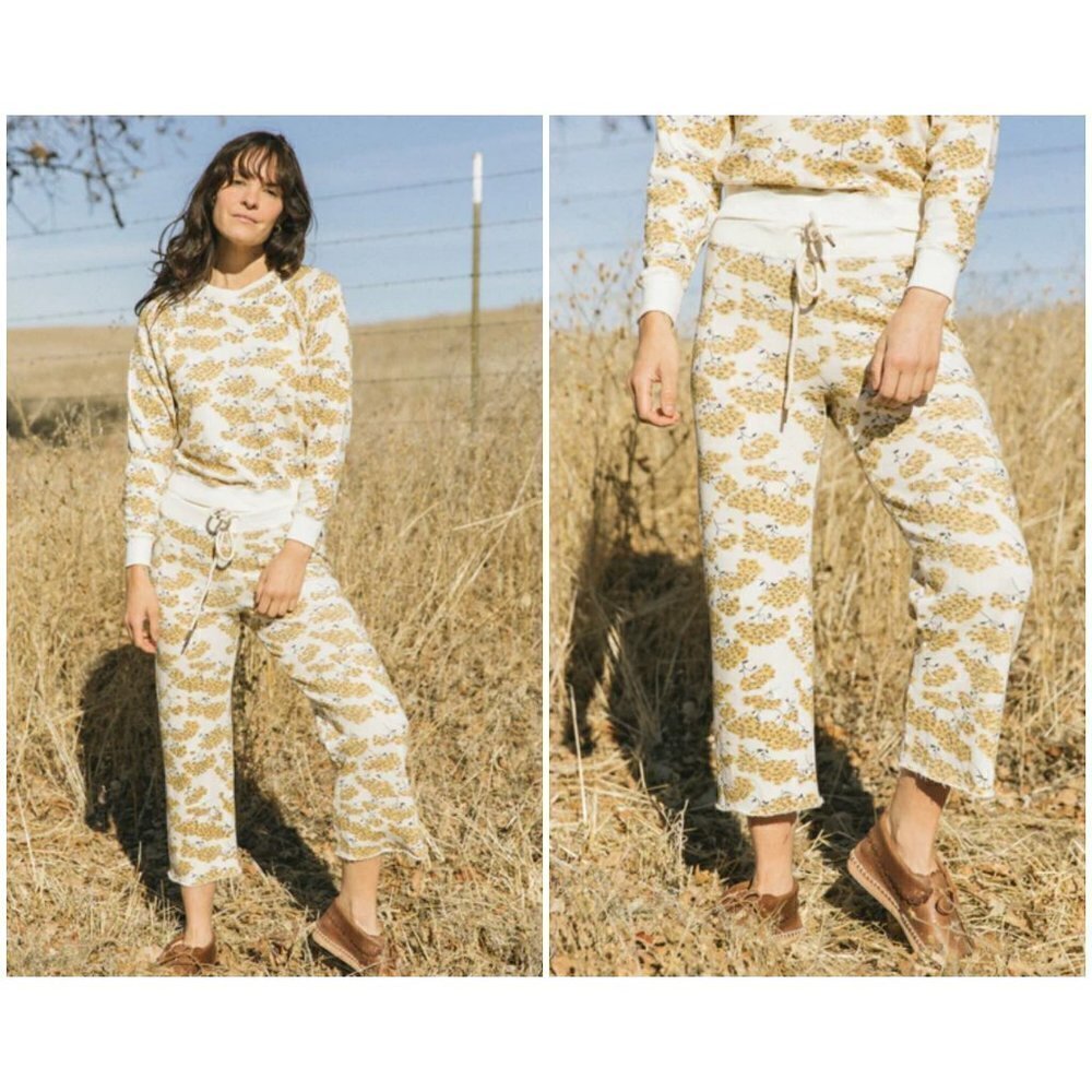 💕THE GREAT💕 The Wide Leg Cropped Sweatpant ~ Camomile Floral Size 2 M NWT
